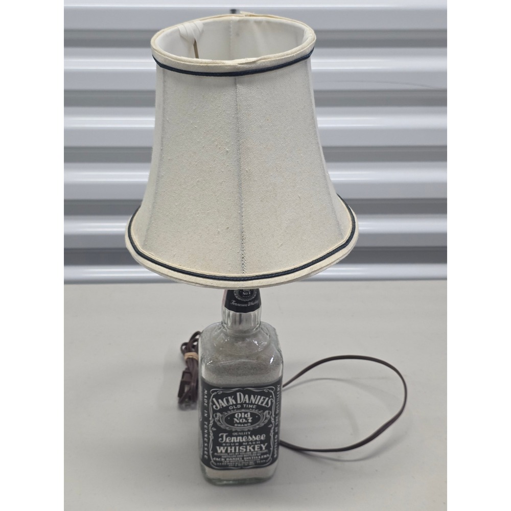 Jack Daniels Whiskey Bottle Table Lamp with Sand Fill and Fabric Bell Shade